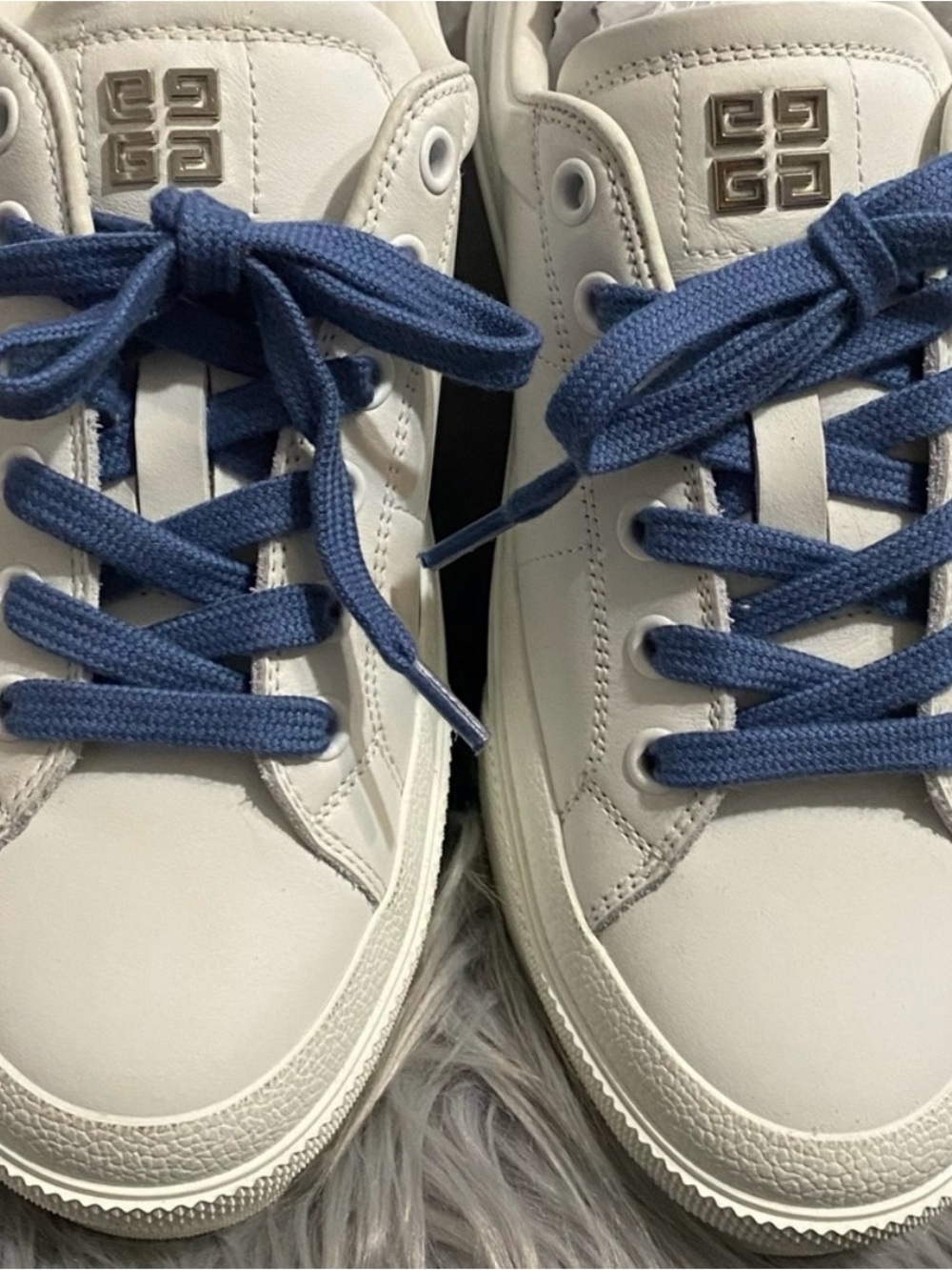 Givenchy White Sneakers with Blue Laces